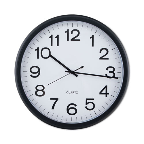 Image of Universal® Round Wall Clock, 13.5" Overall Diameter, Black Case, 1 Aa (sold Separately)