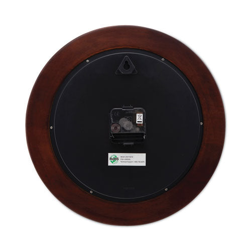 Image of Universal® Round Wood Wall Clock, 12.75" Overall Diameter, Cherry Case, 1 Aa (sold Separately)