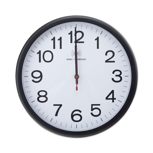 Image of Universal® Deluxe 13 1/2" Indoor/outdoor Atomic Clock, 13.5" Overall Diameter, Black Case, 1 Aa (sold Separately)