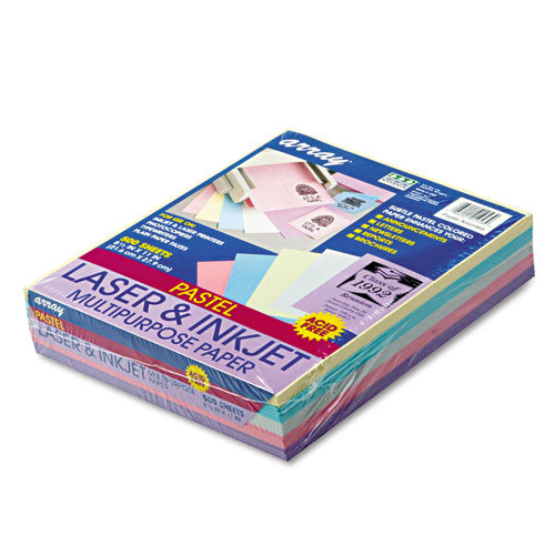 Image of Pacon® Array Colored Bond Paper, 20 lb Bond Weight, 8.5 x 11, Assorted Pastel Colors, 500/Ream