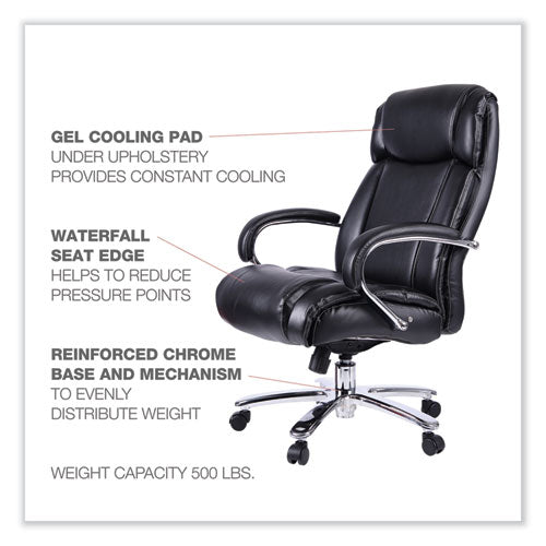 Image of Alera® Alera Maxxis Series Big/Tall Bonded Leather Chair, Supports 500 lb, 19.7" to 25" Seat Height, Black Seat/Back, Chrome Base