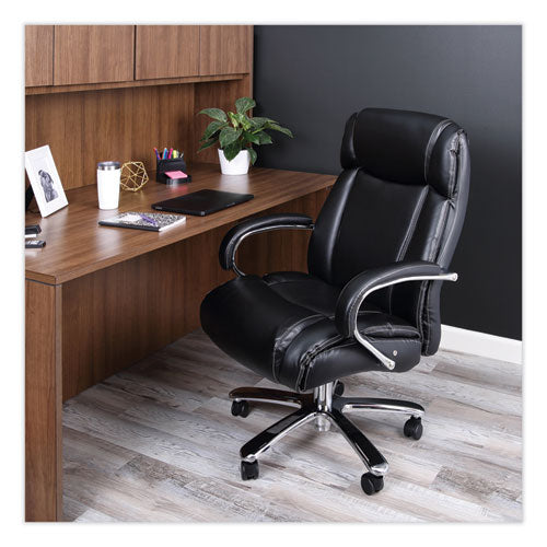 Image of Alera® Alera Maxxis Series Big/Tall Bonded Leather Chair, Supports 500 lb, 19.7" to 25" Seat Height, Black Seat/Back, Chrome Base