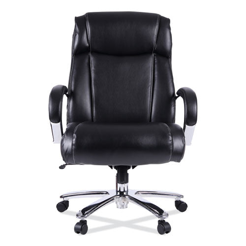 Image of Alera® Alera Maxxis Series Big/Tall Bonded Leather Chair, Supports 500 lb, 19.7" to 25" Seat Height, Black Seat/Back, Chrome Base