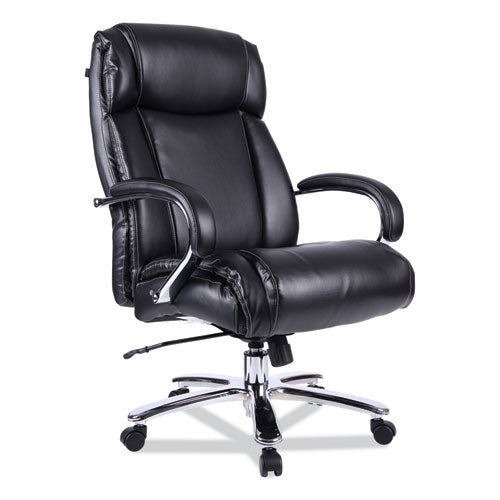 Image of Alera® Alera Maxxis Series Big/Tall Bonded Leather Chair, Supports 500 lb, 19.7" to 25" Seat Height, Black Seat/Back, Chrome Base