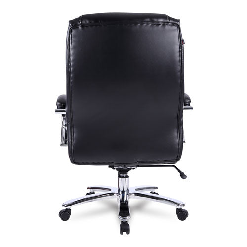 Image of Alera® Alera Maxxis Series Big/Tall Bonded Leather Chair, Supports 500 lb, 19.7" to 25" Seat Height, Black Seat/Back, Chrome Base