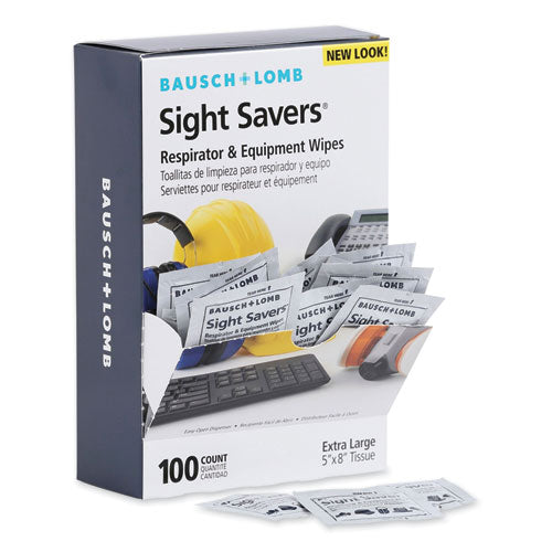 Image of Bausch & Lomb Antibacterial Office Equipment Wet Wipes, Cloth, 5 x 8, Unscented, White, 100/Box