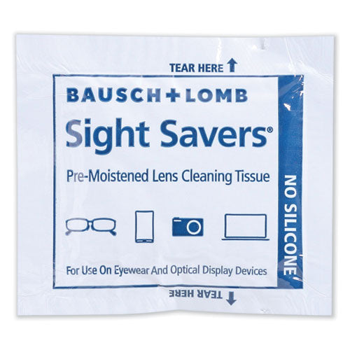 Image of Bausch & Lomb Sight Savers Premoistened Lens Cleaning Tissues, 8 x 5, 100/Box