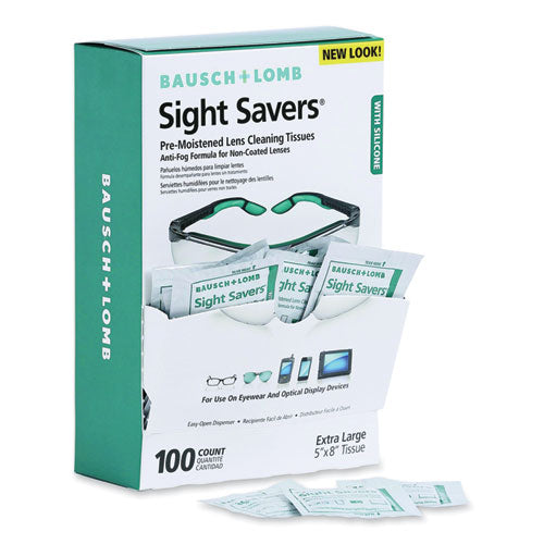 Image of Bausch & Lomb Sight Savers Pre-Moistened Anti-Fog Tissues With Silicone, 8 X 5, 100/box