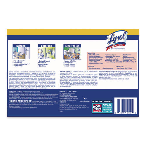 Image of LYSOL® Brand Disinfecting Wipes, 1-Ply, 7 x 7.25, Lemon and Lime Blossom, White, 35 Wipes/Canister, 3 Canisters/Pack, 4 Packs/Carton