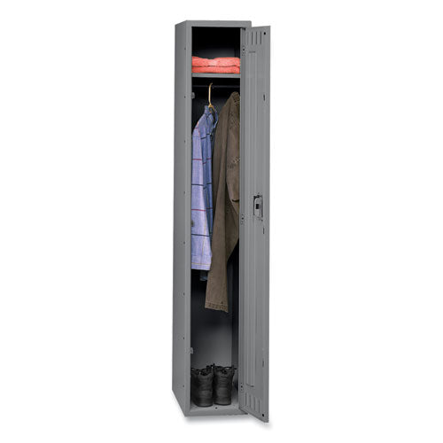Image of Tennsco Single-Tier Locker, One Locker with Hat Shelf and Coat Rod, 12w x 18d x 72h, Medium Gray