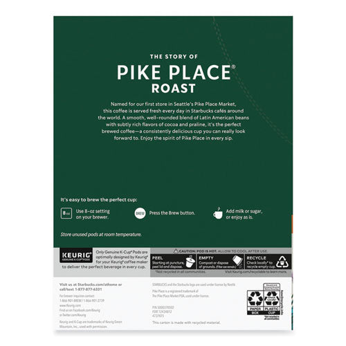 Image of Starbucks® Pike Place Coffee K-Cups Pack, 24/box, 4 Box/carton