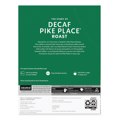 Image of Starbucks® Pike Place Decaf Coffee K-Cups, 96/carton
