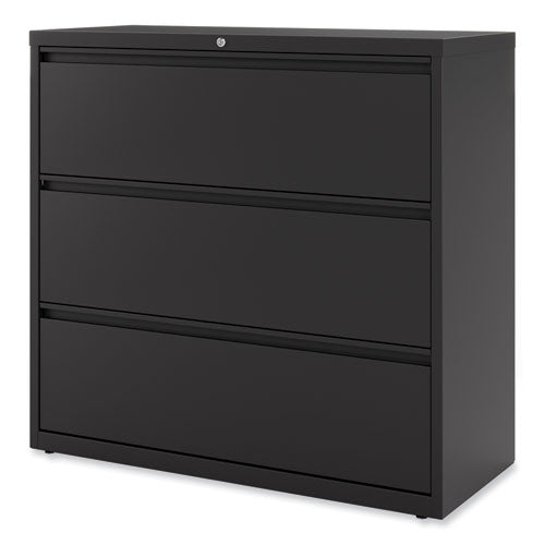Image of Alera® Lateral File, 3 Legal/Letter/A4/A5-Size File Drawers, Black, 42" x 18.63" x 40.25"