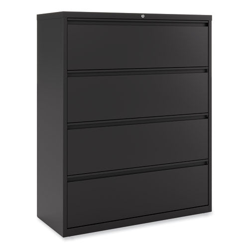 Image of Alera® Lateral File, 4 Legal/Letter-Size File Drawers, Black, 42" x 18.63" x 52.5"