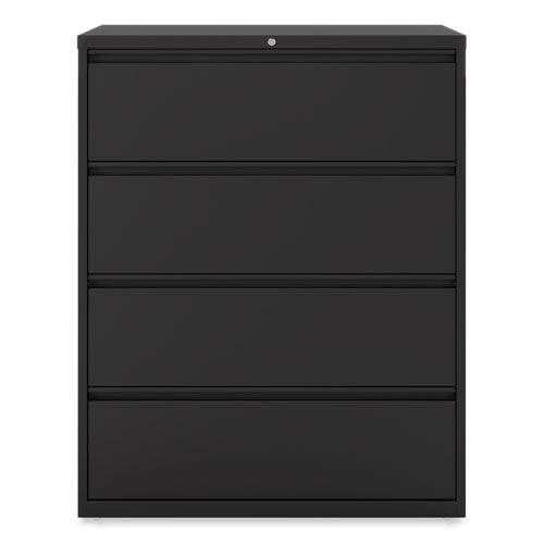 Image of Alera® Lateral File, 4 Legal/Letter-Size File Drawers, Black, 42" x 18.63" x 52.5"