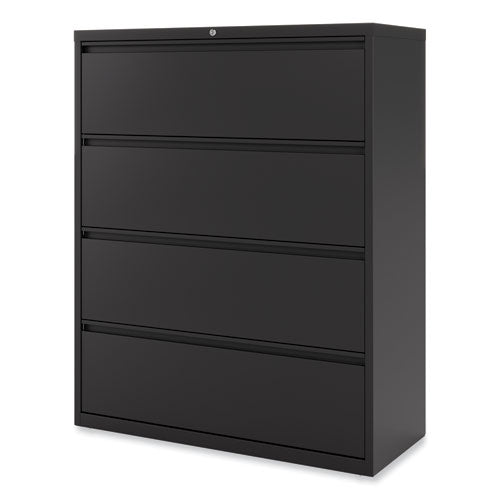 Image of Alera® Lateral File, 4 Legal/Letter-Size File Drawers, Black, 42" x 18.63" x 52.5"