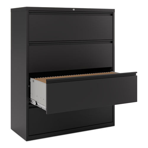 Image of Alera® Lateral File, 4 Legal/Letter-Size File Drawers, Black, 42" x 18.63" x 52.5"