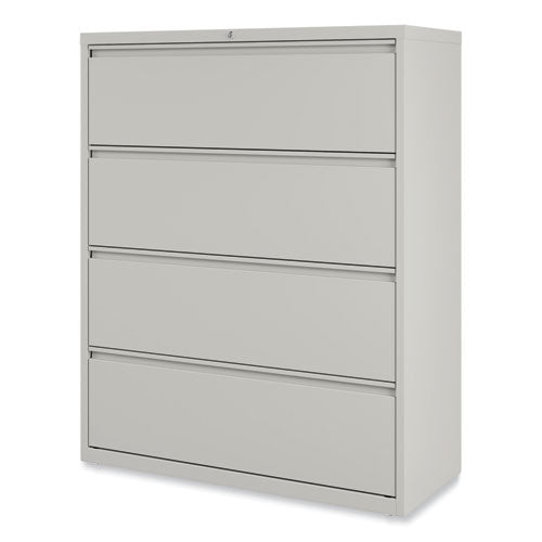 Image of Alera® Lateral File, 4 Legal/Letter-Size File Drawers, Light Gray, 42" x 18.63" x 52.5"