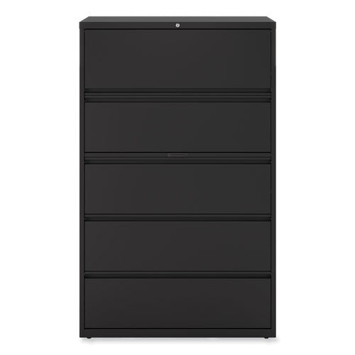 Image of Alera® Lateral File, 5 Legal/Letter/A4/A5-Size File Drawers, Black, 42" x 18.63" x 67.63"