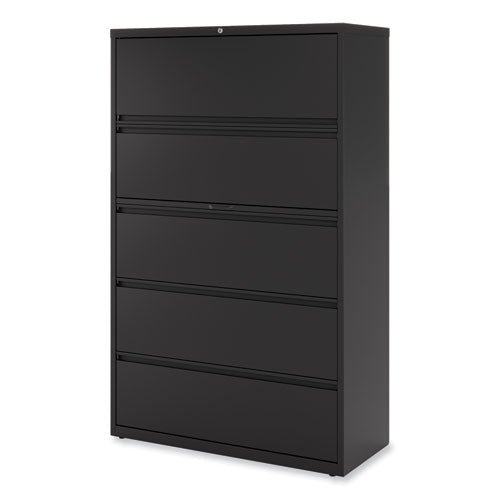 Image of Alera® Lateral File, 5 Legal/Letter/A4/A5-Size File Drawers, Black, 42" x 18.63" x 67.63"
