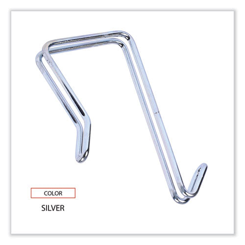 Image of Alera® Single Sided Partition Garment Hook, Steel, 0.5 x 3.13 x 4.75, Over-the-Door/Over-the-Panel Mount, Silver, 2/Pack