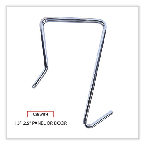 Image of Alera® Single Sided Partition Garment Hook, Steel, 0.5 x 3.13 x 4.75, Over-the-Door/Over-the-Panel Mount, Silver, 2/Pack