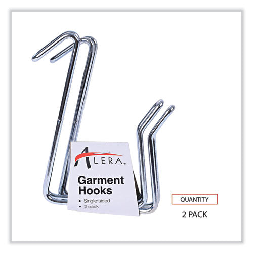 Image of Alera® Single Sided Partition Garment Hook, Steel, 0.5 x 3.13 x 4.75, Over-the-Door/Over-the-Panel Mount, Silver, 2/Pack