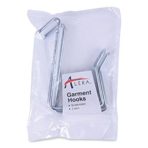 Image of Alera® Single Sided Partition Garment Hook, Steel, 0.5 x 3.13 x 4.75, Over-the-Door/Over-the-Panel Mount, Silver, 2/Pack