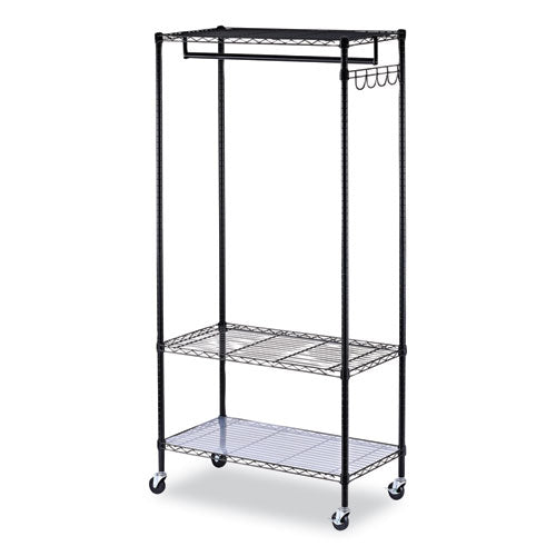 Image of Alera® Wire Shelving Garment Rack, 30 Garments, 36w X 18d X 75h, Black