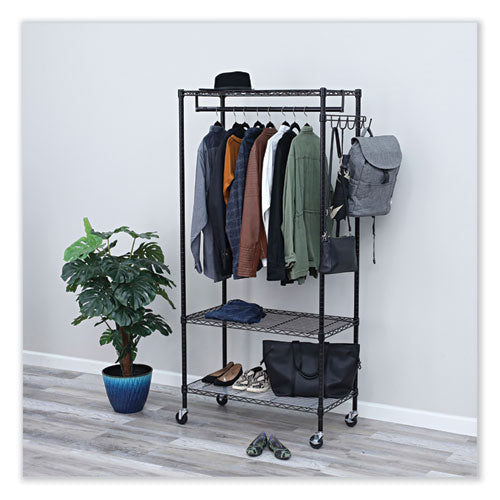Image of Alera® Wire Shelving Garment Rack, 30 Garments, 36w X 18d X 75h, Black