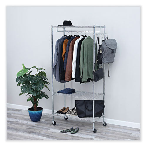 Image of Alera® Wire Shelving Garment Rack, 30 Garments, 36w X 18d X 75h, Silver