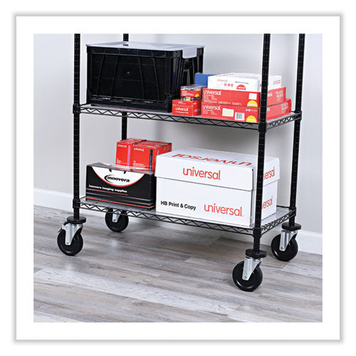 Image of Alera® Optional Casters for Wire Shelving, Hooded Design with Integrated Bumpers, Grip Ring Stem, 5" Wheel, Black, 4/Set (2 Locking)