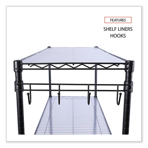 Image of Alera® 5-Shelf Wire Shelving Kit With Casters And Shelf Liners, 48w X 18d X 72h, Black Anthracite