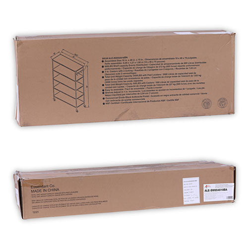 Image of Alera® 5-Shelf Wire Shelving Kit With Casters And Shelf Liners, 48w X 18d X 72h, Black Anthracite