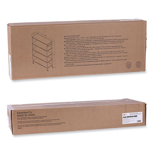 Image of Alera® 5-Shelf Wire Shelving Kit With Casters And Shelf Liners, 48w X 18d X 72h, Silver