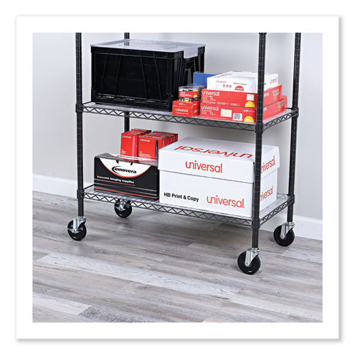 Image of Alera® Optional Casters for Wire Shelving, Grip Ring Type K Stem, 4" Wheel, Black/Silver, 4/Set (2 Locking)