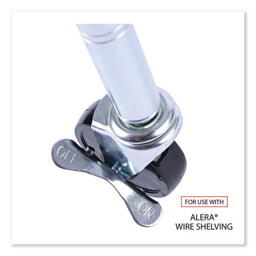 Image of Alera® Optional Casters for Wire Shelving, Grip Ring Stem, 3" Wheel, Black, 4/Set (2 Locking)