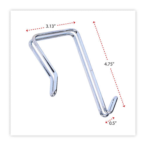 Image of Alera® Single Sided Partition Garment Hook, Steel, 0.5 x 3.13 x 4.75, Over-the-Door/Over-the-Panel Mount, Silver, 2/Pack