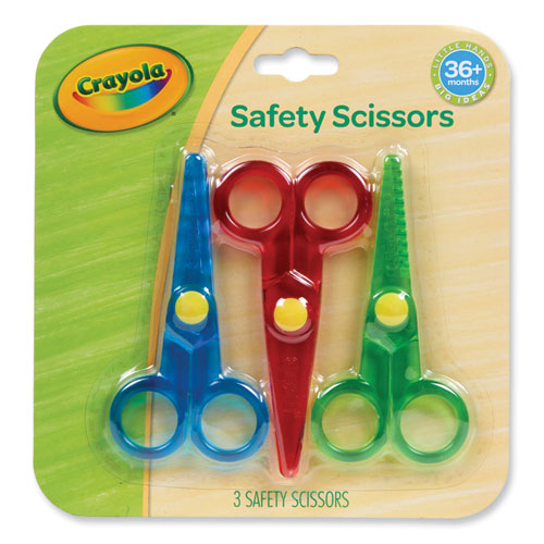 Image of Crayola® Safety Scissors, Rounded Tip, Straight Assorted Color Handles, 3/Pack