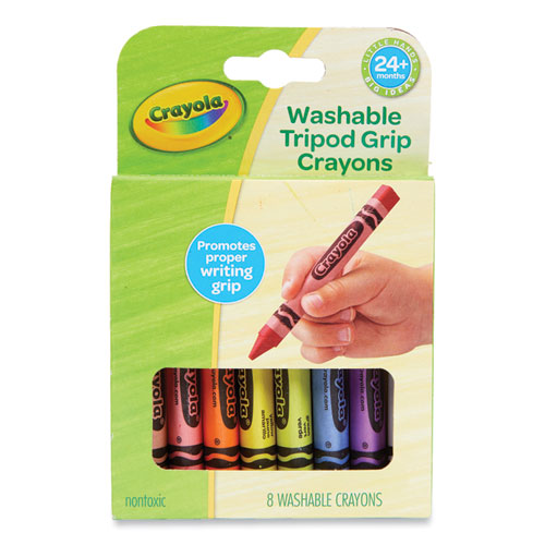 Image of Crayola® Washable Tripod Grip Crayons, Assorted Colors, 8/Pack