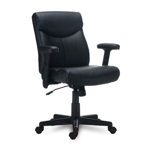 Image of Alera® Alera Harthope Leather Task Chair, Supports Up to 275 lb, Black Seat/Back, Black Base