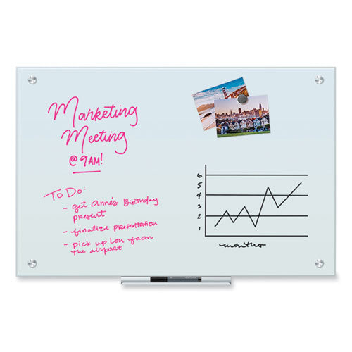 Image of U Brands Glass Dry Erase Board, 36" x 24" (Actual Size: 35" x 23"), White Surface