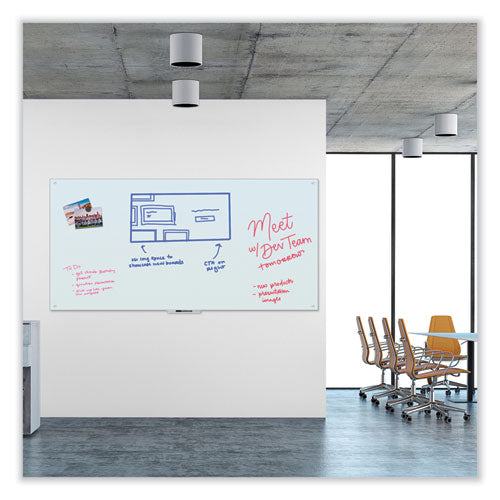 Image of U Brands Glass Dry Erase Board, 96" x 48" (Actual Size: 95" x 47"), White Surface