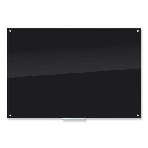 Image of U Brands Black Glass Dry Erase Board, 72" x 48" (Actual Size: 70" x 47"), Black Surface