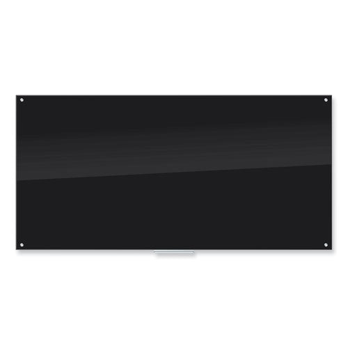Image of U Brands Black Glass Dry Erase Board, 96" X 48" (Actual Size: 95" x 47"), Black Surface