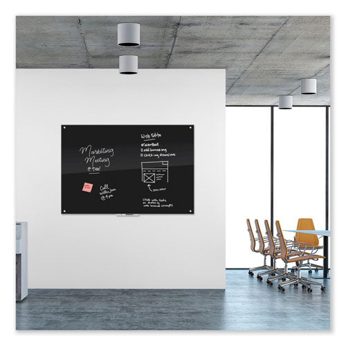 Image of U Brands Black Glass Dry Erase Board, 72" x 48" (Actual Size: 70" x 47"), Black Surface