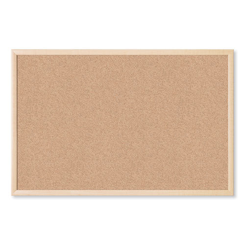 Image of U Brands Cork Bulletin Board, 36" x 24" (Actual Size: 35" x 23"), Tan Surface, Birch Finished Wood Frame
