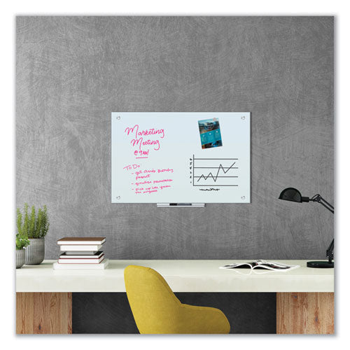 Image of U Brands Glass Dry Erase Board, 36" x 24" (Actual Size: 35" x 23"), White Surface