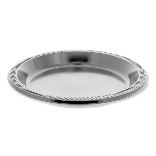 Image of Pactiv Evergreen Meadoware Impact Plastic Dinnerware, Plate, 10.25" dia, Black, 500/Carton