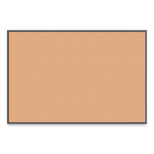 Image of U Brands Cork Bulletin Board with Aluminum Frame, 72" x 48" (Actual Size: 70" x 47"), Tan Surface, Black Aluminum Frame